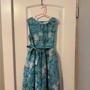 Mini Boden Girls Bunny Print Spring Dress | Size 7/8 | Easter Garden Party